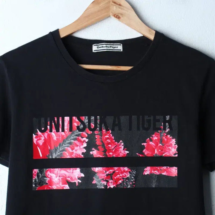 [BUNJANG] Onitsuka Tiger Big Logo Flower T-shirt / W(S-M) 오니츠카타이거 반팔 티셔츠 빅로고 플라워 블랙-18575