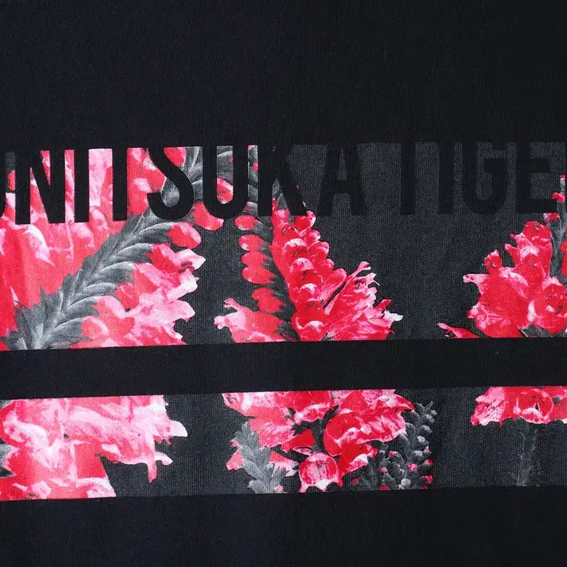 [BUNJANG] Onitsuka Tiger Big Logo Flower T-shirt / W(S-M) 오니츠카타이거 반팔 티셔츠 빅로고 플라워 블랙-18575