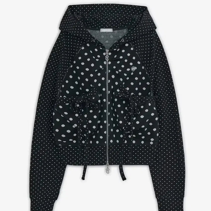 [BUNJANG] Hug Your Skin Dot Big Pocket Hooded Zip-up / 허그유어스킨 도트 빅 포켓 후드집업