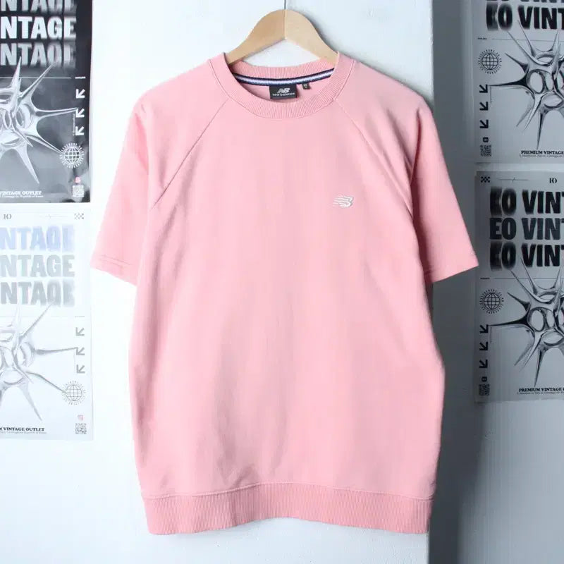 [BUNJANG] New Balance Small Logo Pink T-shirt / (S-M) 뉴발란스 반팔 티셔츠 스몰로고 핑크 스웻 올드스쿨-18577