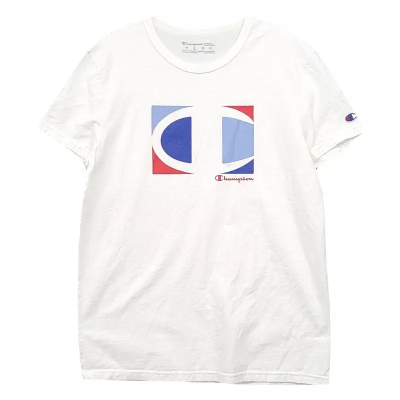 [BUNJANG] Champion Printed White T-shirt M / 챔피온 프린팅 화이트 반팔티 M