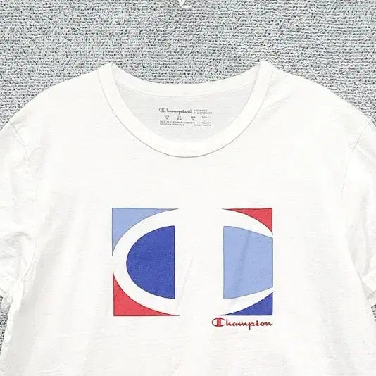 [BUNJANG] Champion Printed White T-shirt M / 챔피온 프린팅 화이트 반팔티 M