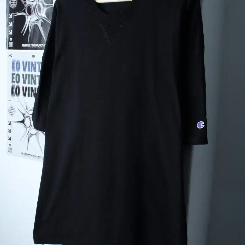 [BUNJANG] Champion T-Shirt (XL-3XL) Black / (XL-3XL) 챔피온 반팔 티셔츠 빅사이즈 블랙 무지-18578