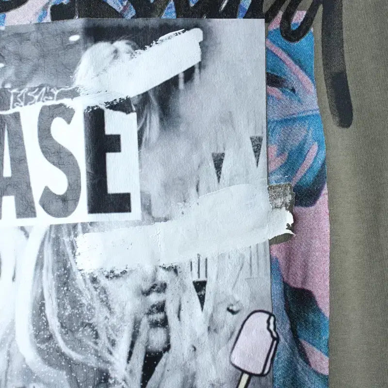 [BUNJANG] W(F) ZIGET Painting Custom T-shirt / W(F) 지컷 반팔 티셔츠 페인팅커스텀 카키 올드스쿨-1857B