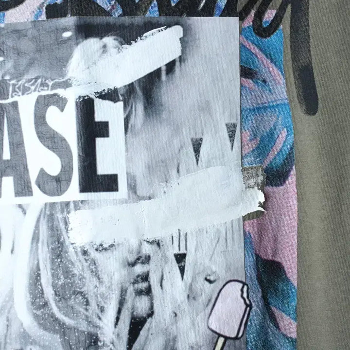 [BUNJANG] W(F) ZIGET Painting Custom T-shirt / W(F) 지컷 반팔 티셔츠 페인팅커스텀 카키 올드스쿨-1857B