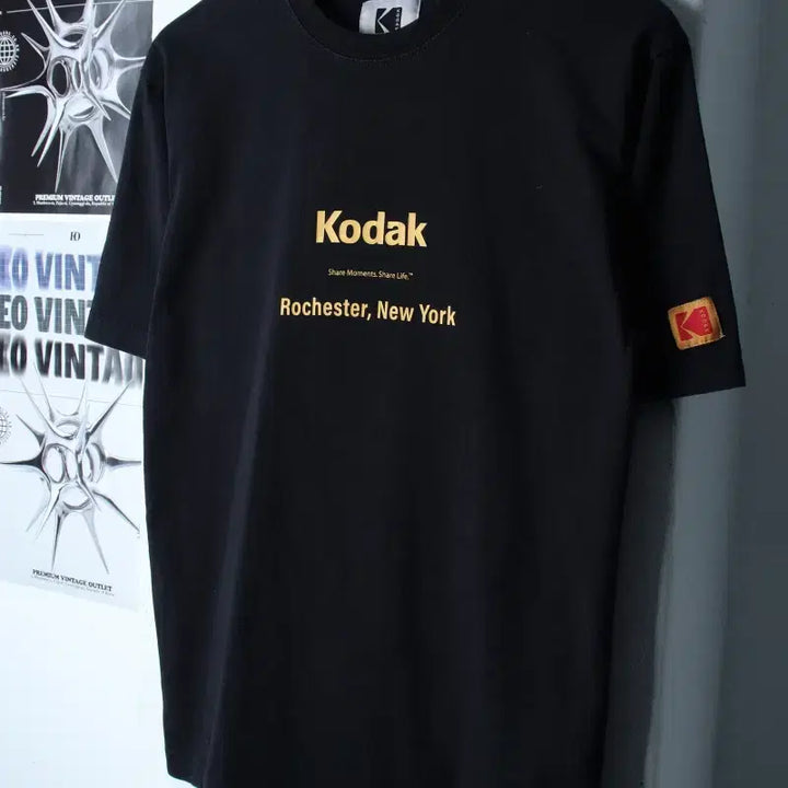 [BUNJANG] Kodak Lettering Black T-shirt / (XS-S) 코닥 반팔 티셔츠 레터링 블랙 올드스쿨-1857C