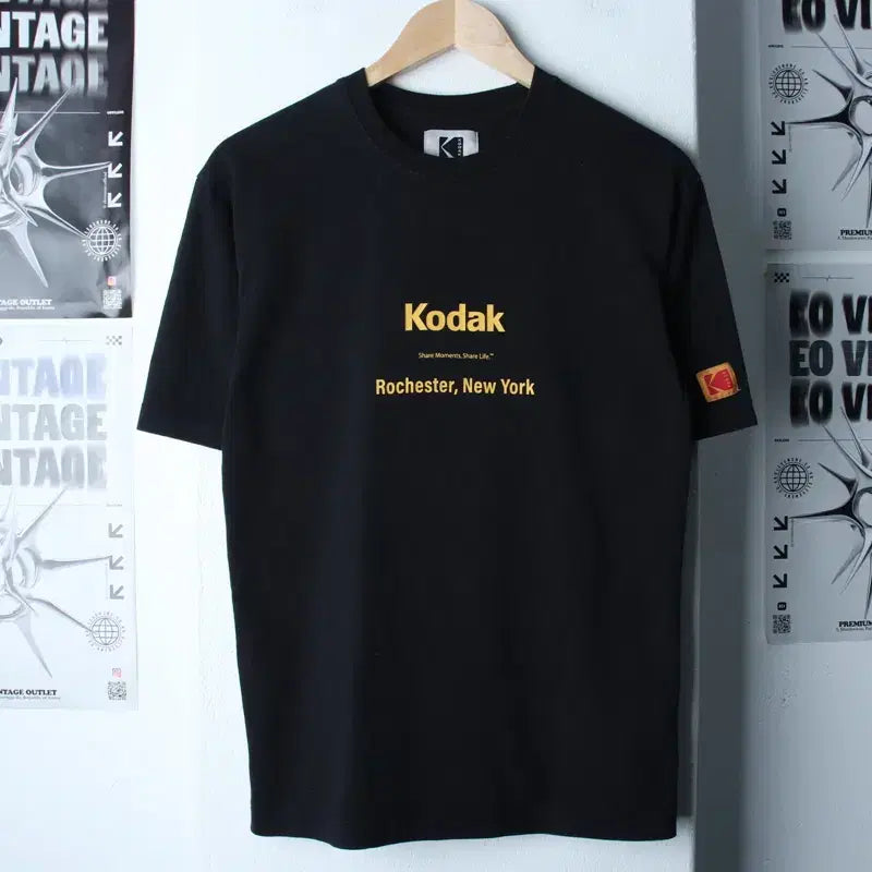 [BUNJANG] Kodak Lettering Black T-shirt / (XS-S) 코닥 반팔 티셔츠 레터링 블랙 올드스쿨-1857C