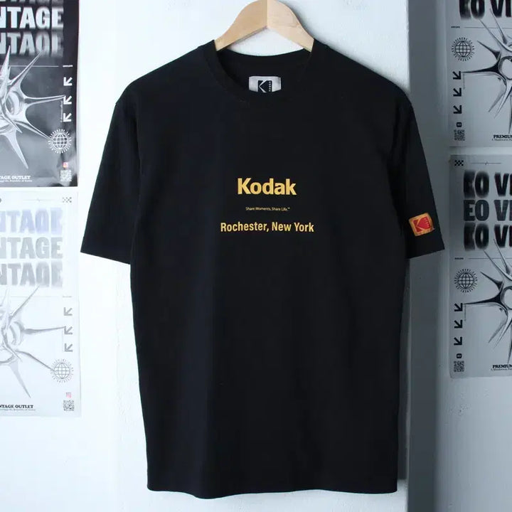 [BUNJANG] Kodak Lettering Black T-shirt / (XS-S) 코닥 반팔 티셔츠 레터링 블랙 올드스쿨-1857C
