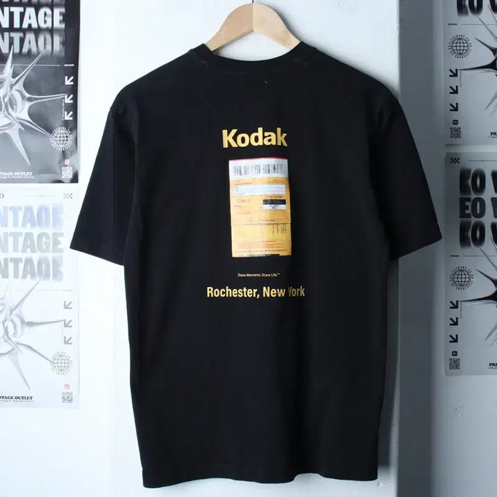 [BUNJANG] Kodak Lettering Black T-shirt / (XS-S) 코닥 반팔 티셔츠 레터링 블랙 올드스쿨-1857C
