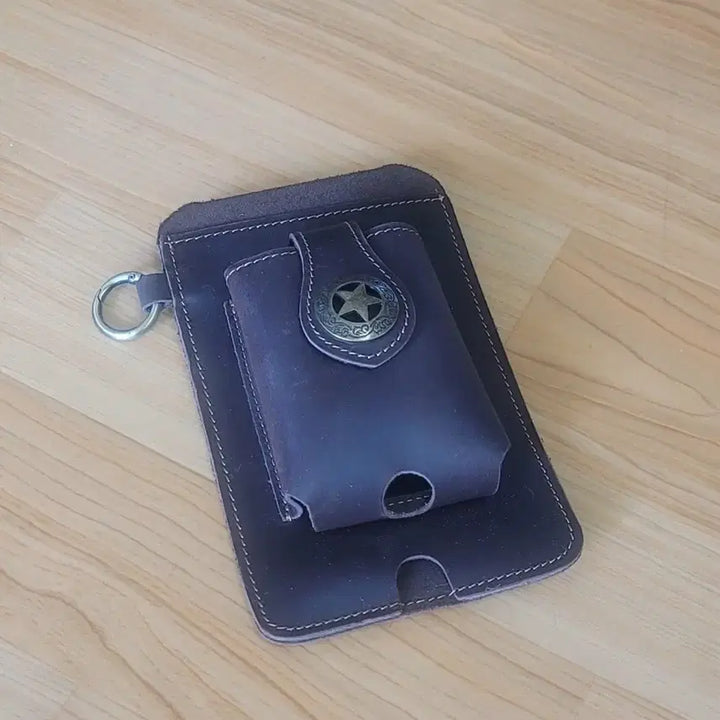 [BUNJANG] Vintage Leather Phone Holster Waist Bag / 빈티지 소가죽 휴대폰 홀스터 웨이스트 백