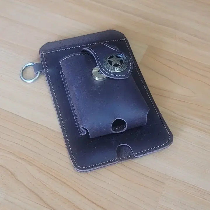 [BUNJANG] Vintage Leather Phone Holster Waist Bag / 빈티지 소가죽 휴대폰 홀스터 웨이스트 백