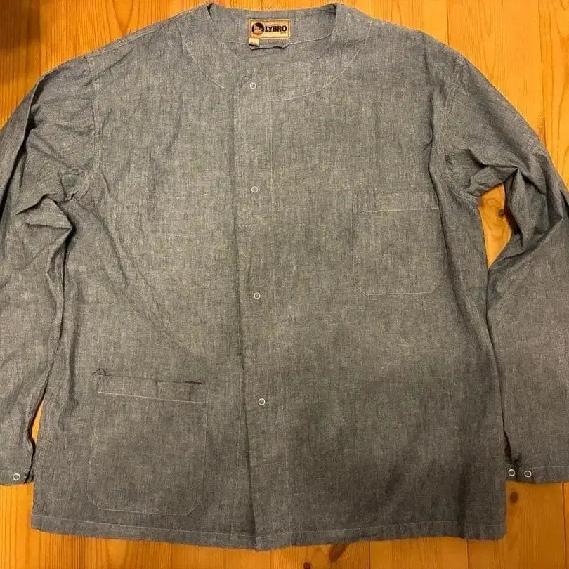 [BUNJANG] Nigel Cabourn Chambray Non-Collar French Work Jacket / [54] 나이젤카본 샴브레이 논카라 프렌치 워크 자켓