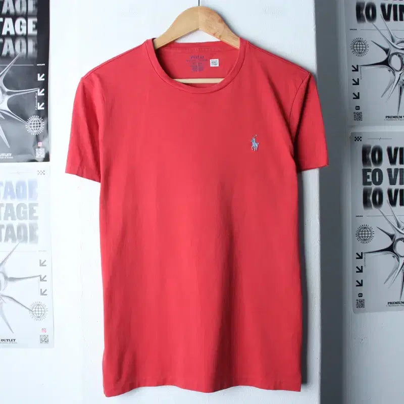 [BUNJANG] Polo Ralph Lauren Red Solid Pony T-shirt / (M-L) 폴로 랄프로렌 반팔 티셔츠 레드 무지 포니-1857F