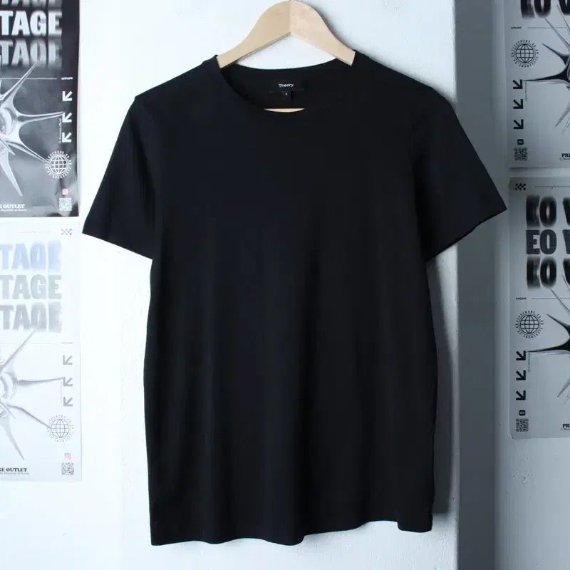 [BUNJANG] Theory Black T-Shirt / (S) 띠어리 반팔 티셔츠 블랙 무지 놈코어-18580
