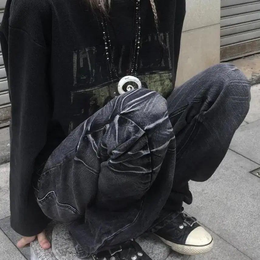 [BUNJANG] Vintage Wash Wide Denim Jeans / 빈티지 워시 와이드 데님 청바지