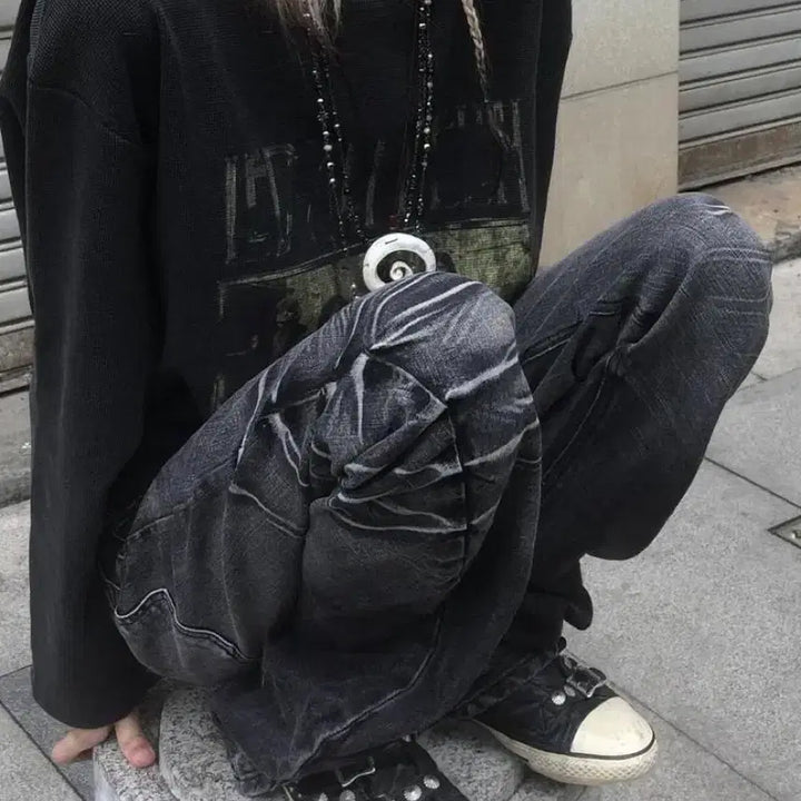 [BUNJANG] Vintage Wash Wide Denim Jeans / 빈티지 워시 와이드 데님 청바지