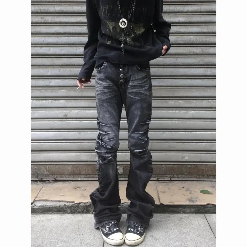[BUNJANG] Vintage Wash Wide Denim Jeans / 빈티지 워시 와이드 데님 청바지