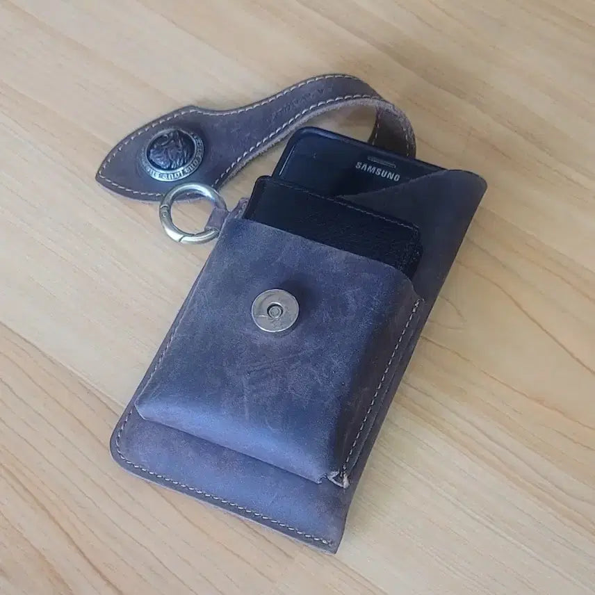 [BUNJANG] Vintage Leather Phone Pouch / 새제품 빈티지 소가죽 휴대폰 지갑 파우치