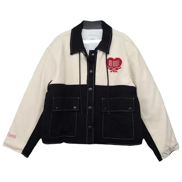 [BUNJANG] BE JOEY Black and Ivory Two-Tone Jacket / BE JOEY 크림 블랙 투톤 자켓 F