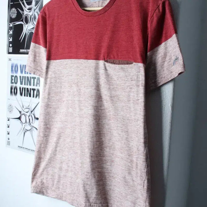 [BUNJANG] M Series Two-Tone Pocket T-Shirt / (M) 시리즈 반팔 티셔츠 투톤 포켓 레드 올드스쿨-18583