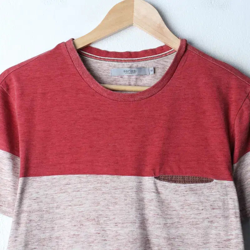 [BUNJANG] M Series Two-Tone Pocket T-Shirt / (M) 시리즈 반팔 티셔츠 투톤 포켓 레드 올드스쿨-18583