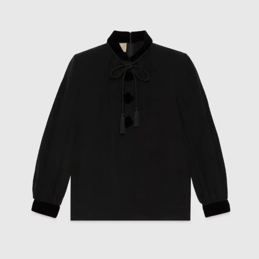 [BUNJANG] Gucci Silk Crepe Shirt - Black / 구찌 실크 크레이프 셔츠 블랙 (34-36)