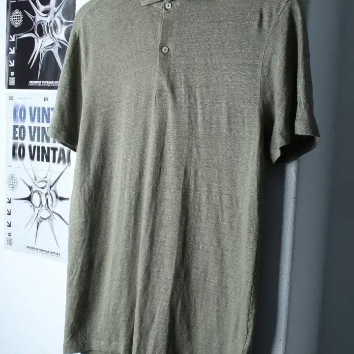 [BUNJANG] Massimo Dutti Linen Knit Polo Shirt / (L-XL) 마시모두띠 반팔 카라 티셔츠 니트 그린 무지 린넨-1858B