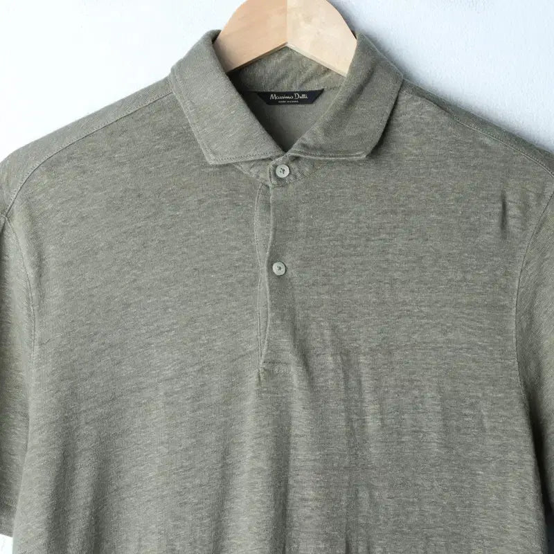 [BUNJANG] Massimo Dutti Linen Knit Polo Shirt / (L-XL) 마시모두띠 반팔 카라 티셔츠 니트 그린 무지 린넨-1858B