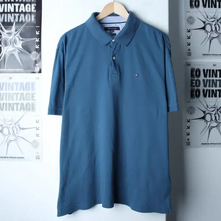 [BUNJANG] Tommy Hilfiger Polo T-Shirt (XL-2XL) Blue / (XL-2XL) 타미힐피거 반팔 카라 티셔츠 빅사이즈 블루-1858D