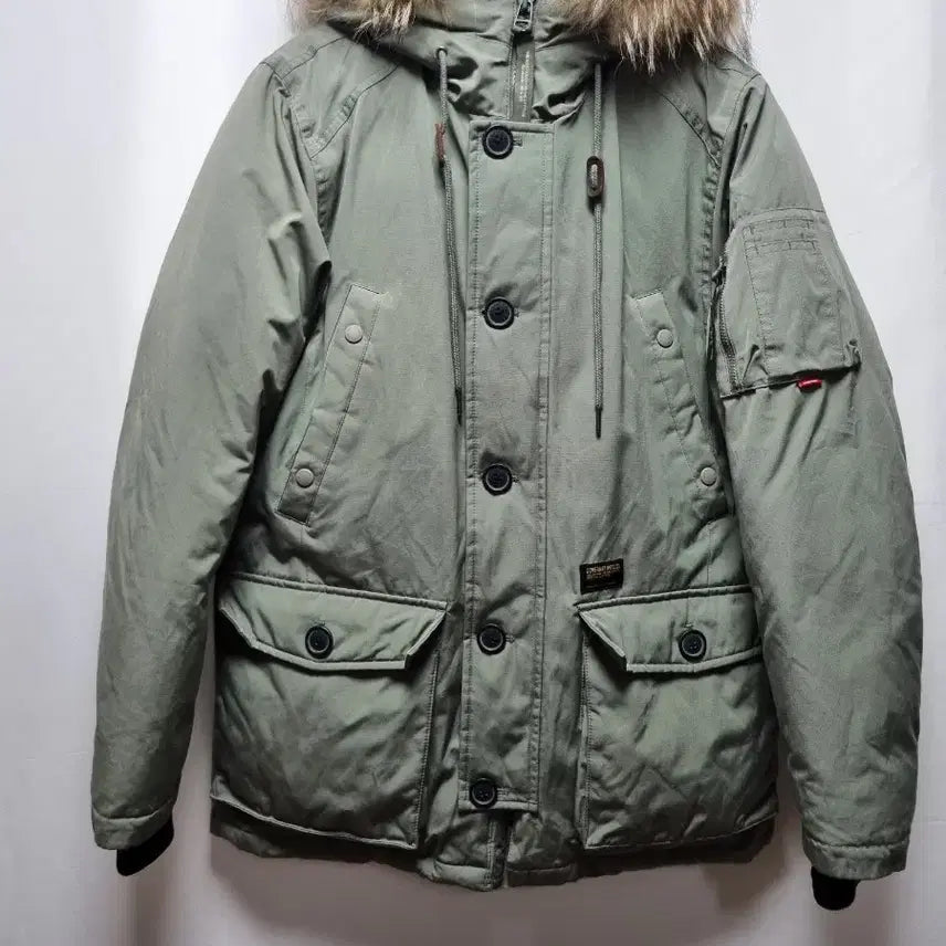 [BUNJANG] Covernat Khaki Goose Down Hooded Padded Jacket / 커버낫 카키색 후드 구스다운 패딩