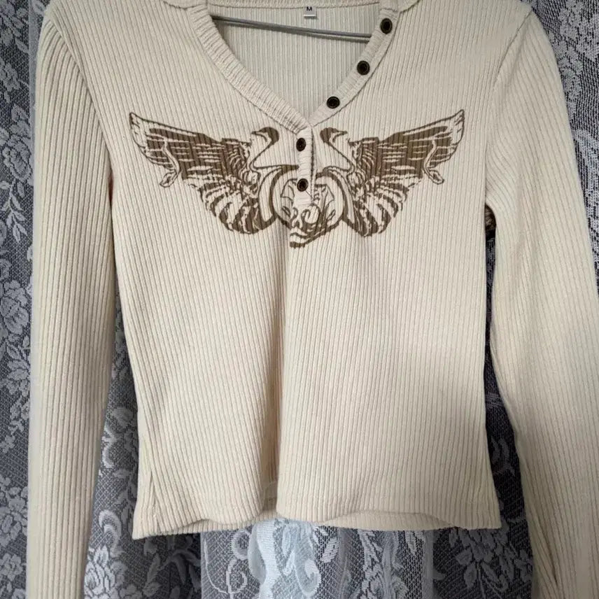 [BUNJANG] Ivory Ribbed Crop Y2k Long Sleeve T-shirt / 아이보리 골지 크롭 y2k 긴팔티셔츠