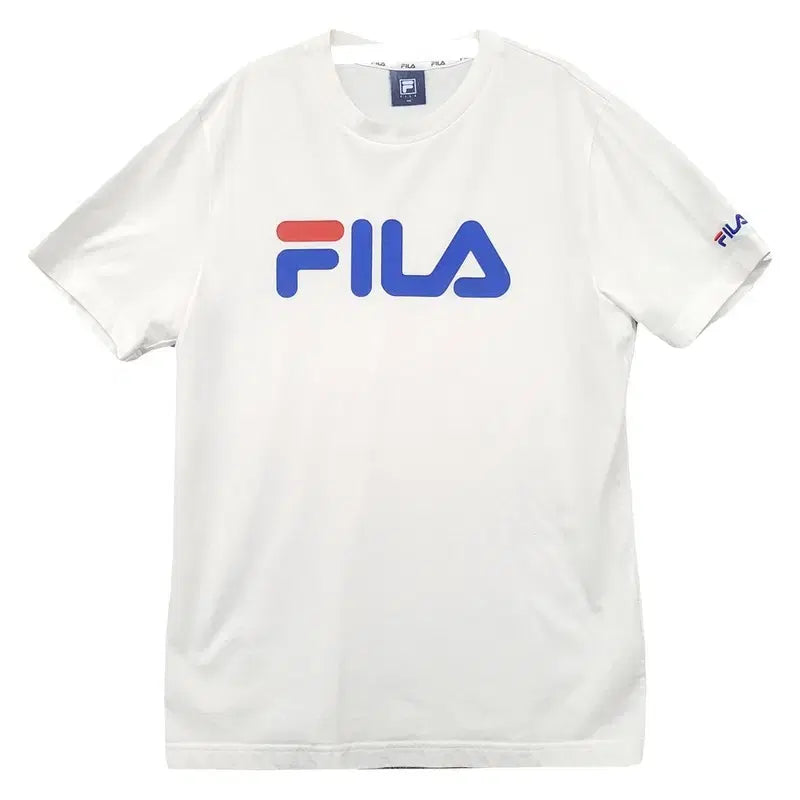 [BUNJANG] Fila Printed White Training T-shirt / 휠라 프린팅 화이트 트레이닝 반팔티 100(L)
