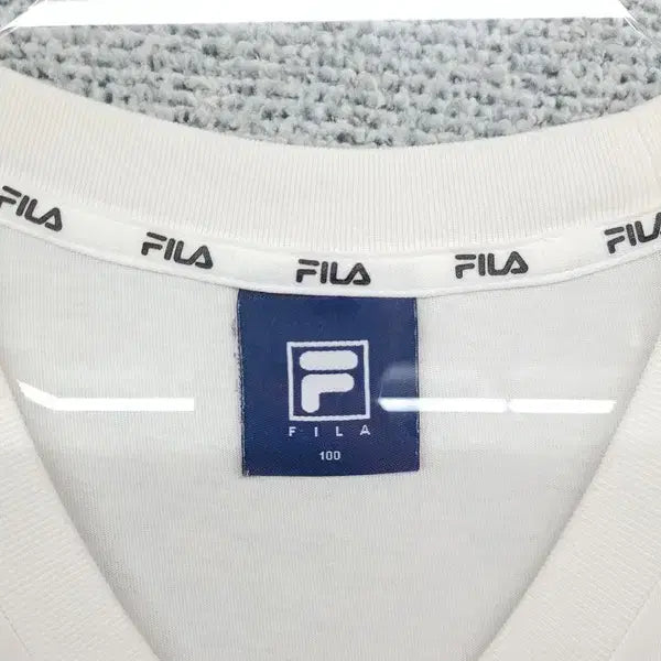 [BUNJANG] Fila Printed White Training T-shirt / 휠라 프린팅 화이트 트레이닝 반팔티 100(L)