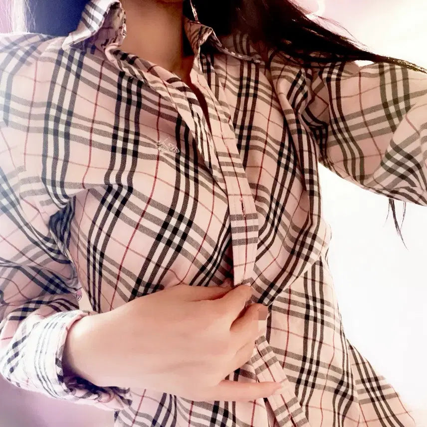 [BUNJANG] Burberry Pink Check Shirt / 버버리 핑크 체크 셔츠