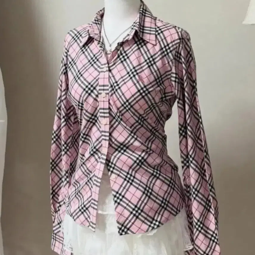 [BUNJANG] Burberry Pink Check Shirt / 버버리 핑크 체크 셔츠