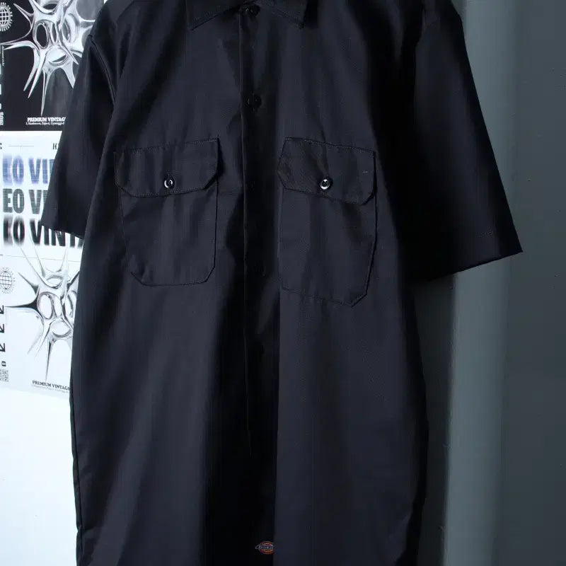 [BUNJANG] Dickies Short Sleeve Polo Shirt Black / (M-L) 디키즈 반팔 카라 티셔츠 셔츠 남방 블랙 무지-18592
