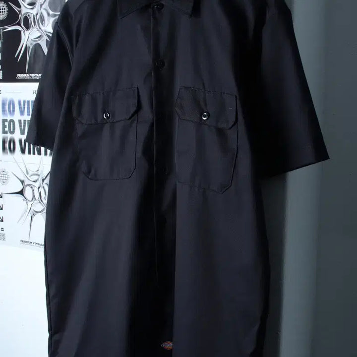 [BUNJANG] Dickies Short Sleeve Polo Shirt Black / (M-L) 디키즈 반팔 카라 티셔츠 셔츠 남방 블랙 무지-18592