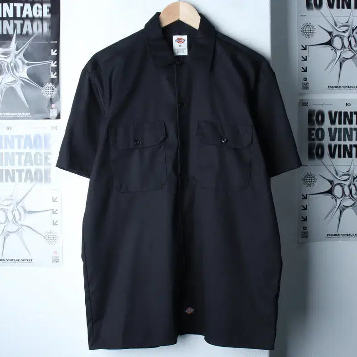 [BUNJANG] Dickies Short Sleeve Polo Shirt Black / (M-L) 디키즈 반팔 카라 티셔츠 셔츠 남방 블랙 무지-18592