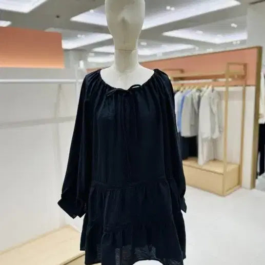 [BUNJANG] Plastic Island Bohemian Black Tie Ribbon Dress / 플라스틱아일랜드 25fw 타이 리본 보헤미안 블랙 원피스