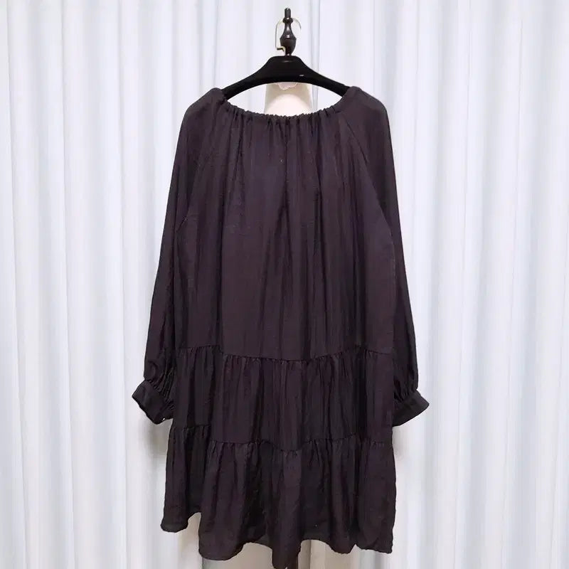 [BUNJANG] Plastic Island Bohemian Black Tie Ribbon Dress / 플라스틱아일랜드 25fw 타이 리본 보헤미안 블랙 원피스