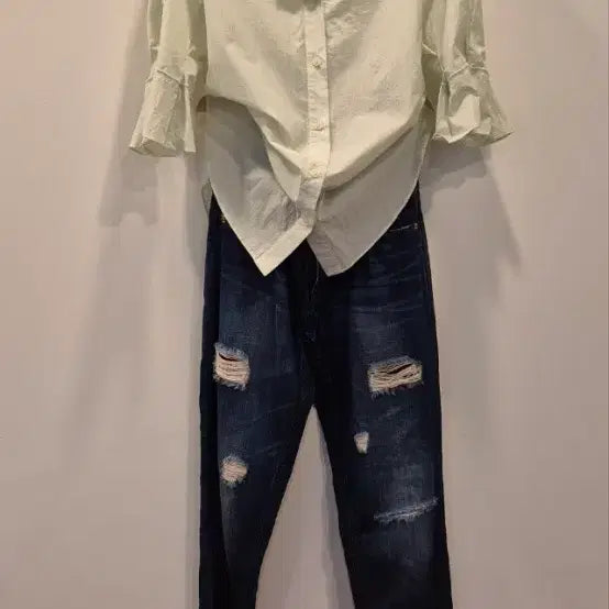 [BUNJANG] DeWL Green Blouse / 듀엘  55-66   연그린  바스락  블라우스