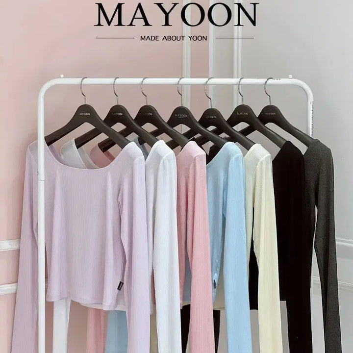 [BUNJANG] Mayyun Ribbed Knit T-shirt Set / 메이윤 제작 골지 쫀쫀티셔츠 2벌 차콜, 라벤더