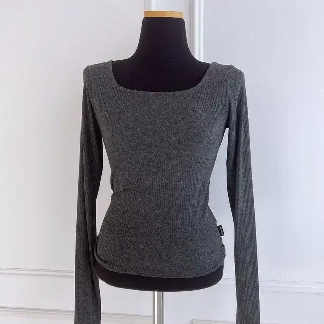 [BUNJANG] Mayyun Ribbed Knit T-shirt Set / 메이윤 제작 골지 쫀쫀티셔츠 2벌 차콜, 라벤더