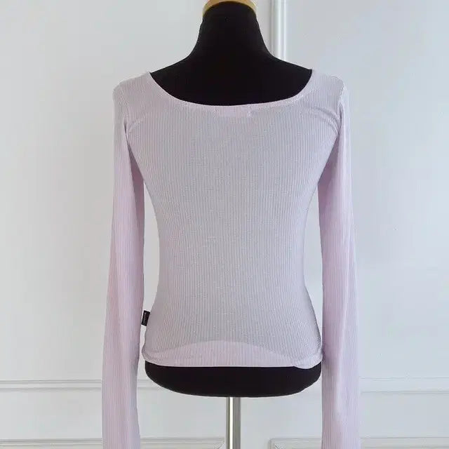 [BUNJANG] Mayyun Ribbed Knit T-shirt Set / 메이윤 제작 골지 쫀쫀티셔츠 2벌 차콜, 라벤더