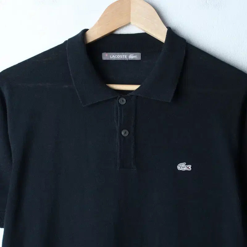 [SOLD OUT] (M) 라코스테 반팔 카라 티셔츠 니트 차콜 무지 놈코어-185BF