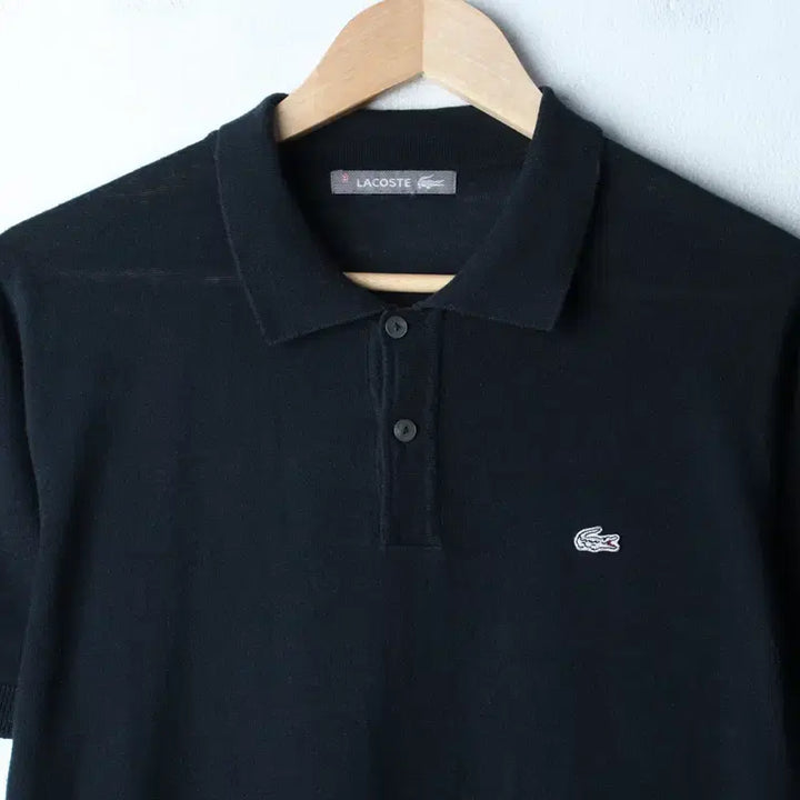 [SOLD OUT] (M) 라코스테 반팔 카라 티셔츠 니트 차콜 무지 놈코어-185BF