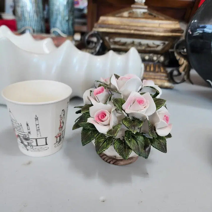 [BUNJANG] Ceramic Rose Basket 11cm / 도자기 장미바구니 지름11cm  높이10cm  멀정합니다