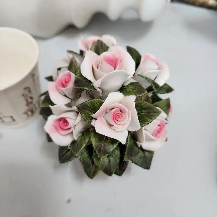 [BUNJANG] Ceramic Rose Basket 11cm / 도자기 장미바구니 지름11cm  높이10cm  멀정합니다