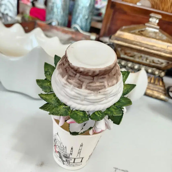 [BUNJANG] Ceramic Rose Basket 11cm / 도자기 장미바구니 지름11cm  높이10cm  멀정합니다
