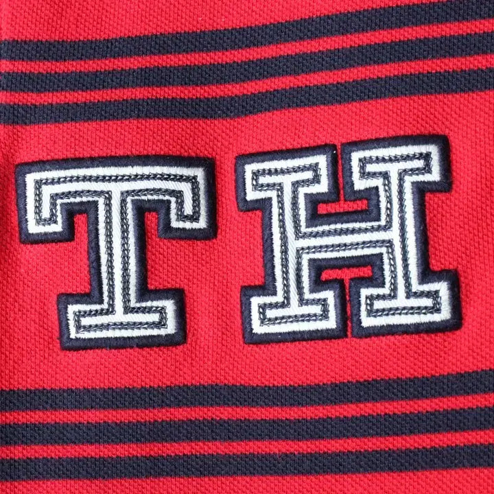 [BUNJANG] Tommy Hilfiger Striped Polo Shirt / (S-M) 타미힐피거 반팔 카라 티셔츠 스트라이프 레드-185C7